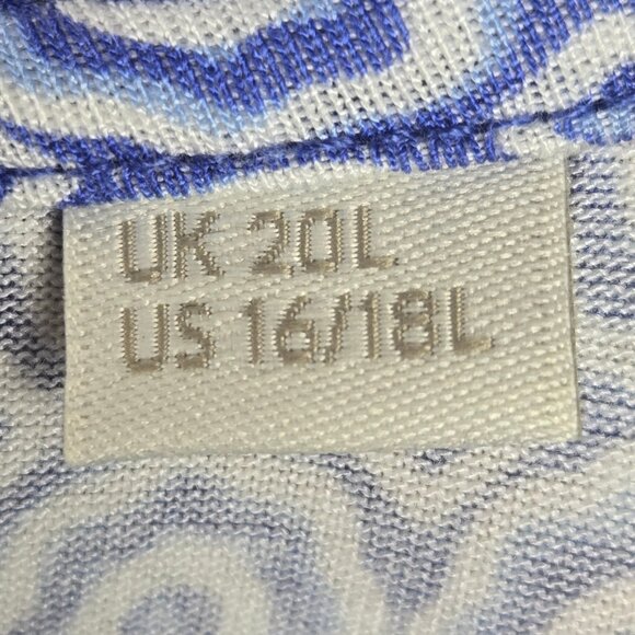 Boden Size 16/18L Blue White Patterned Wrap Dress Ruffle Trim Vneck Belt - Picture 10 of 13